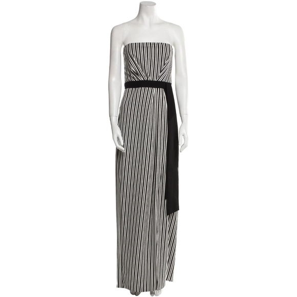 H by Halston Dresses & Skirts - NWT Halston Strapless Maxi Pinstripe Bow Belt Dress size 8